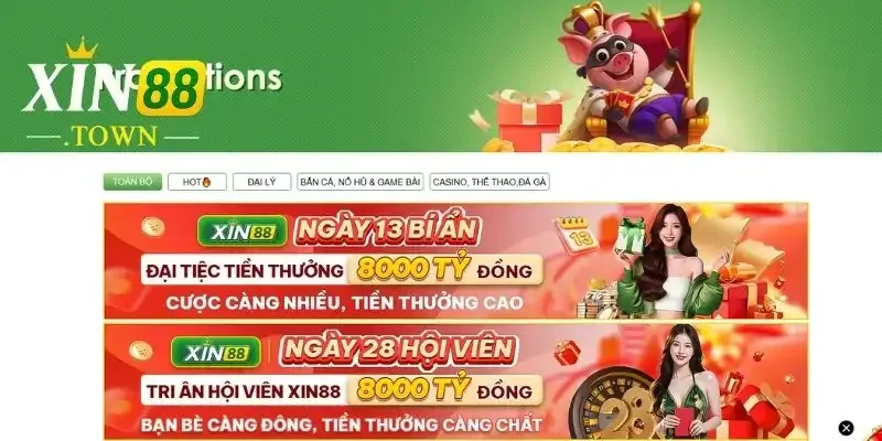 Khuyến Mãi Xin88 - Cơ Hội Nhận Thưởng Lớn Mỗi Ngày Hấp Dẫn 4 Khuyết mãi Hot của Xin88