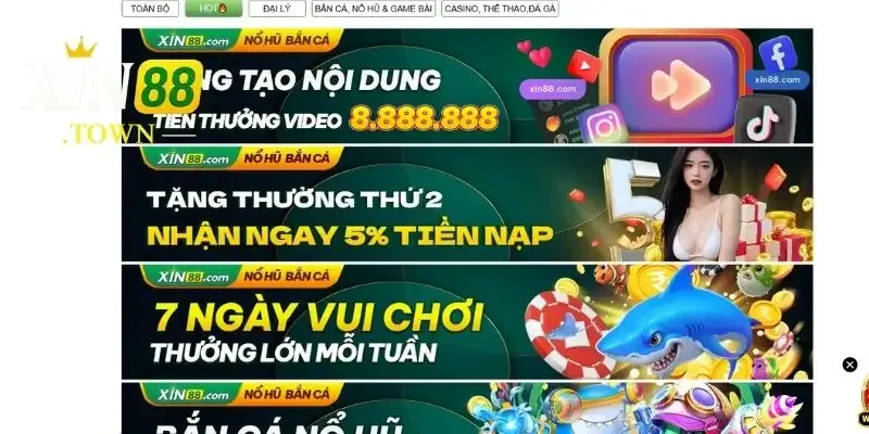 Khuyến Mãi Xin88 - Cơ Hội Nhận Thưởng Lớn Mỗi Ngày Hấp Dẫn 3 Khuyến mãi Bắn Cá, Nổ Hũ & Game Bài